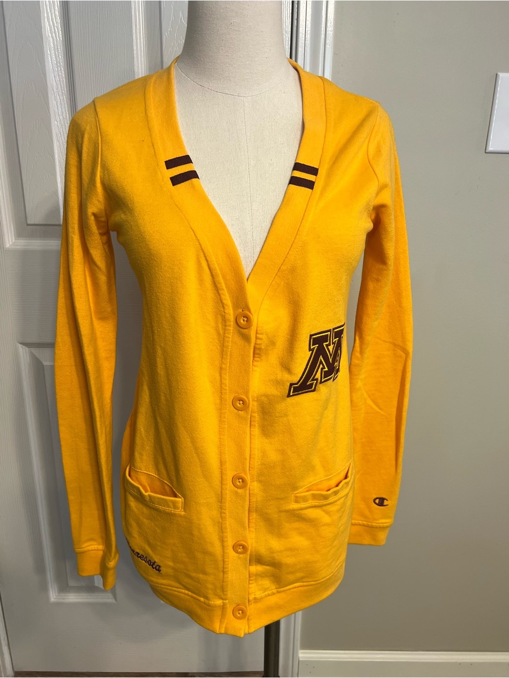Vtg Rare Champion Minnesota Golden Gophers EmbroideryCardigan Size S